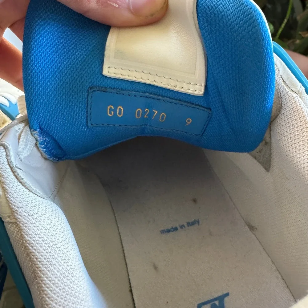 Louis Vuitton LV Trainer Sneakers White Blue Leather Men's Size 11 GO 0270 - Picture 8 of 9